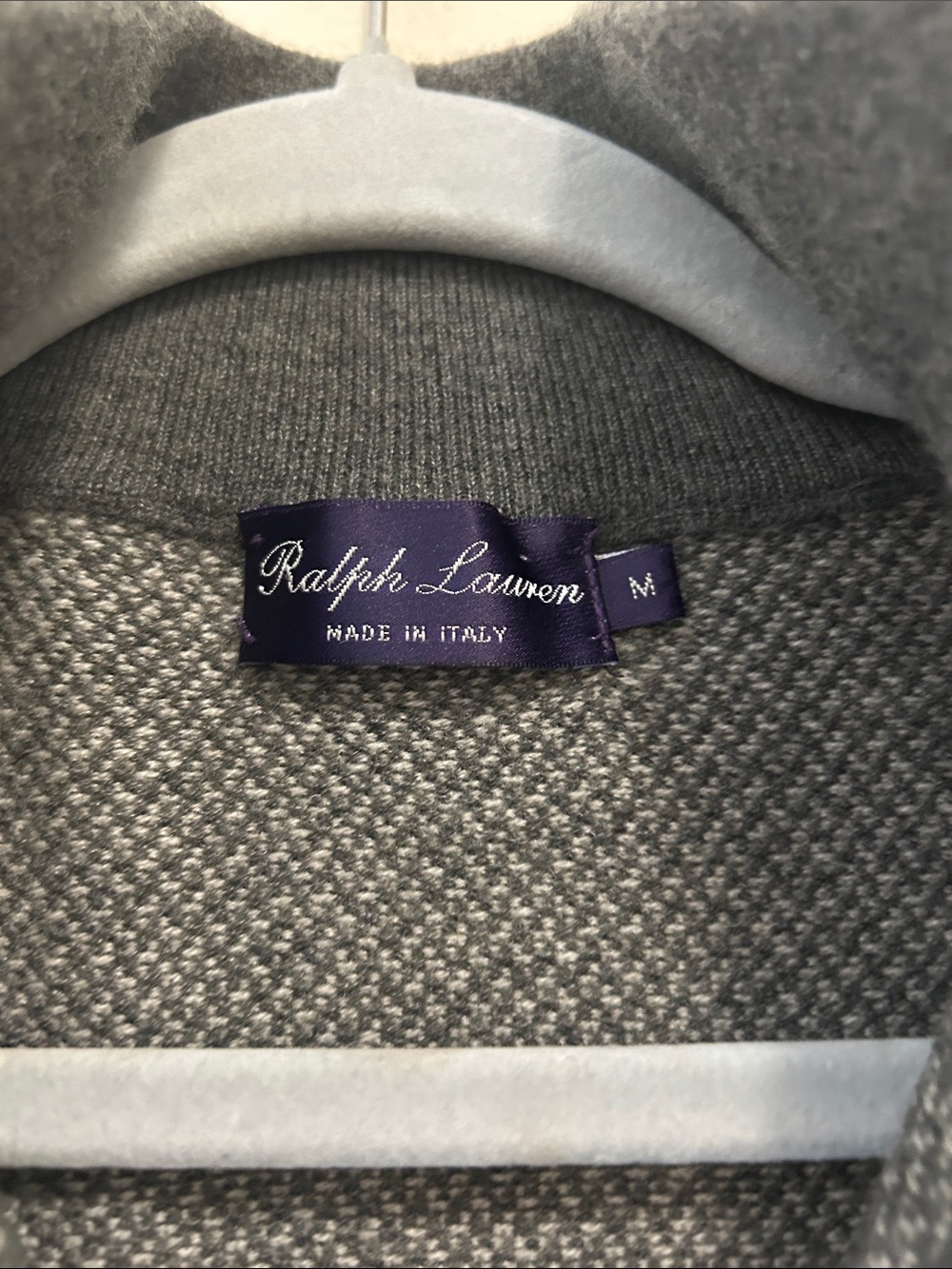 Ralph Lauren Purple Label 100% cashmere Made in Italy Birdseye quarter zip mens - Picture 5 of 7
